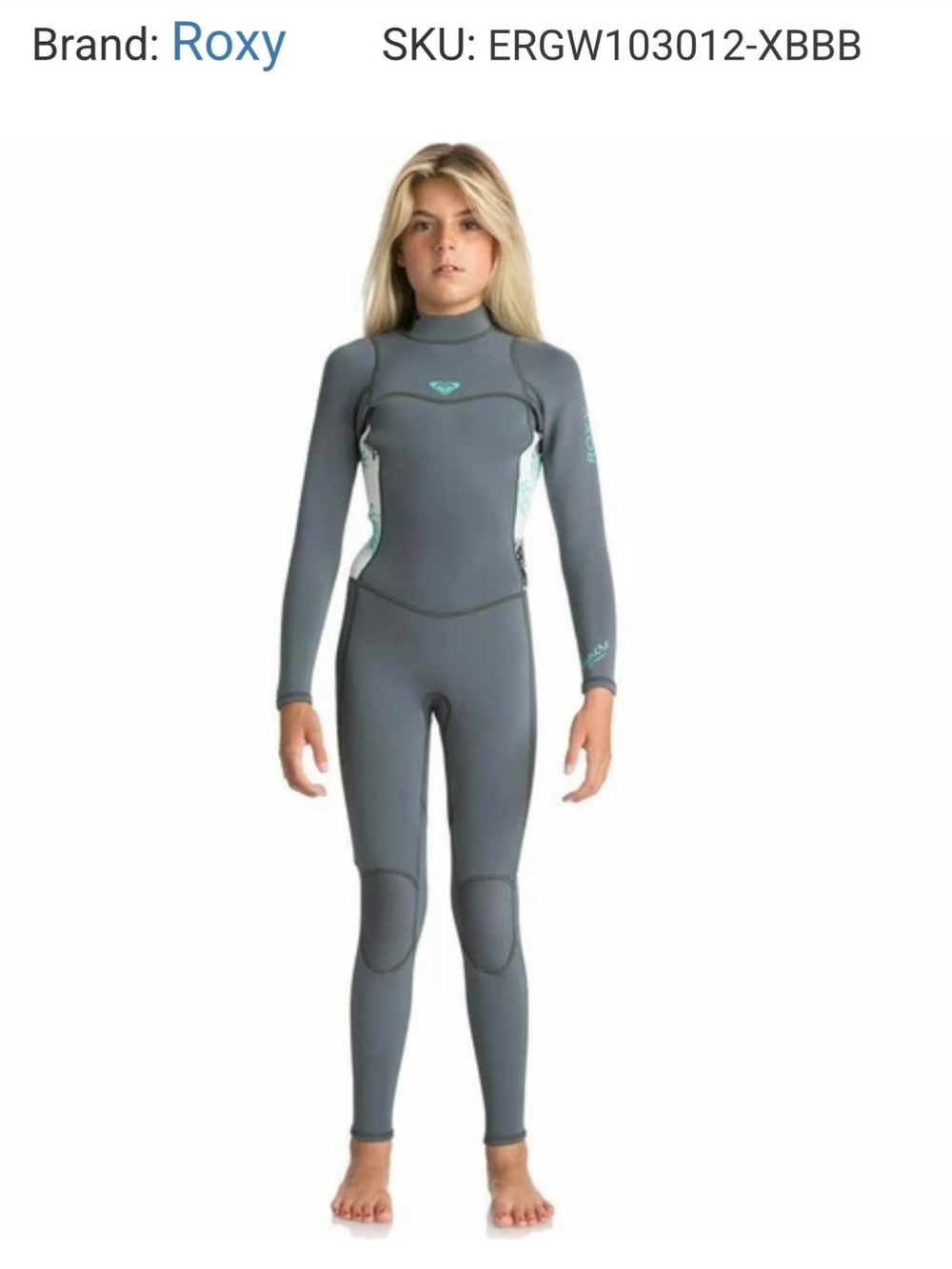 Roxy 3/2mm Syncro Wetsuit Gray Teal Floral ERGW103012-XBBB F’n lite Neoprene 12G